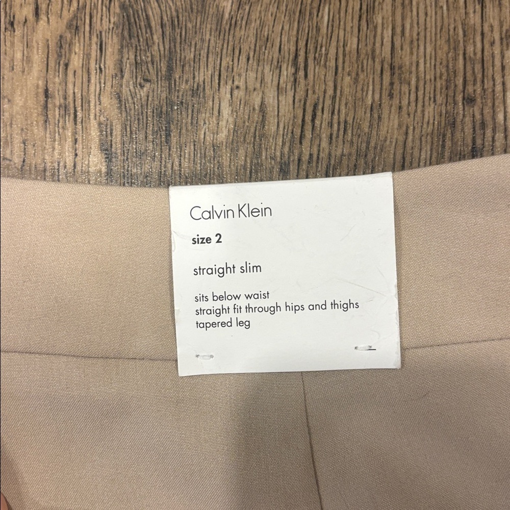 Calvin Klein Tan Trousers with Gold Button - Picture 6 of 9
